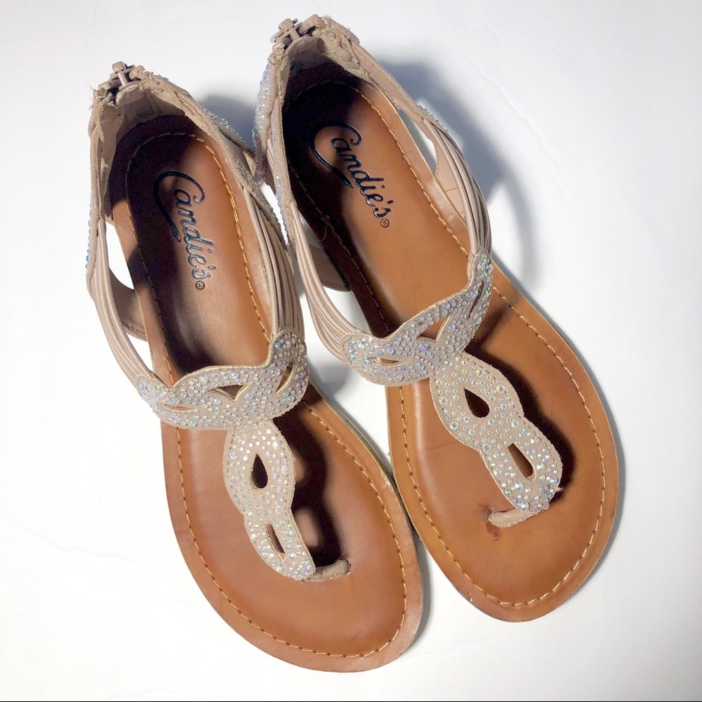 Embellished Tan Sandals • Candies